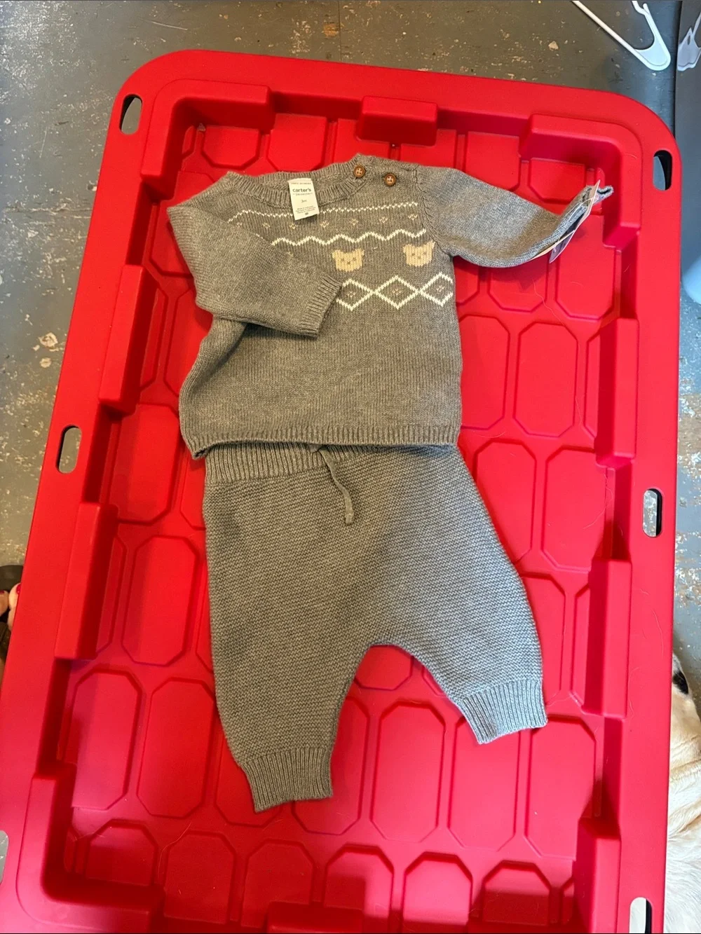 Carter's Gray Knit Two-Piece Set with Fox Face Detail